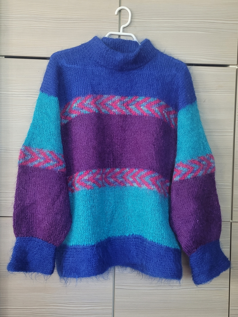 New Woof Design Mohair Wool Sweater,Retro Vintage Handmade
